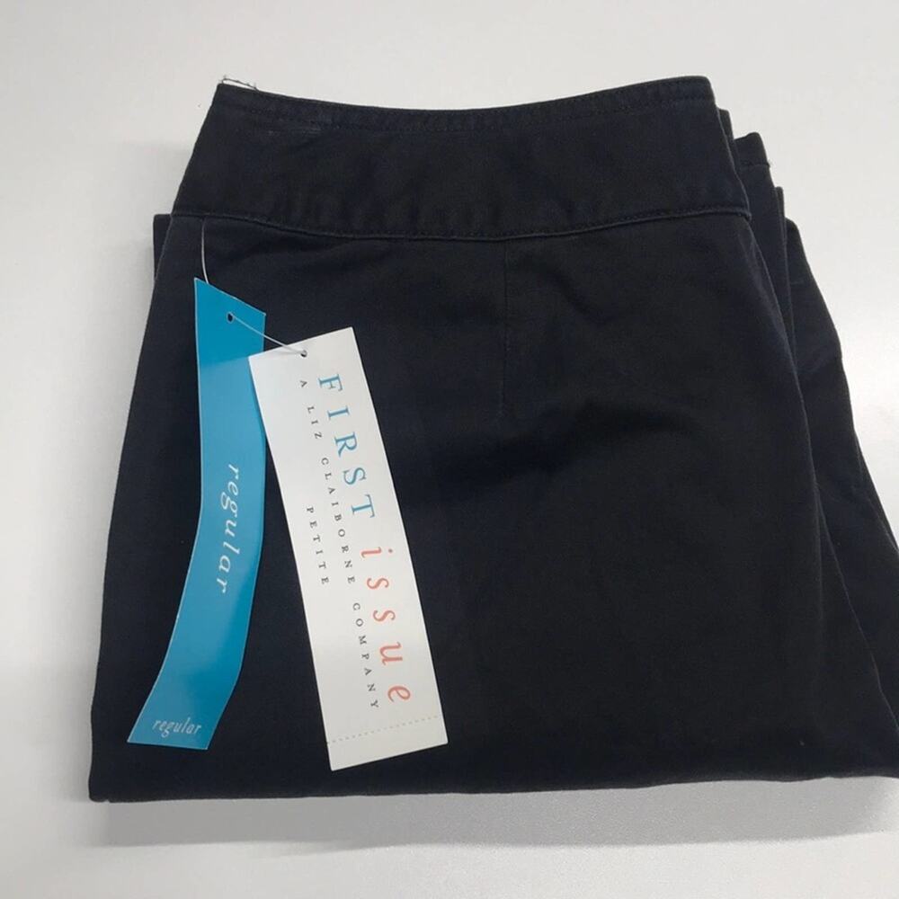 FIRST ISSUE Womens 6 Petite Black Cotton Pants